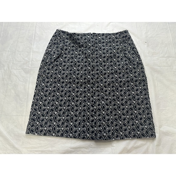 Talbots Dresses & Skirts - Talbots Womens Skirt Sz 8‎ Navy Blue White Geometric Cotton Pockets